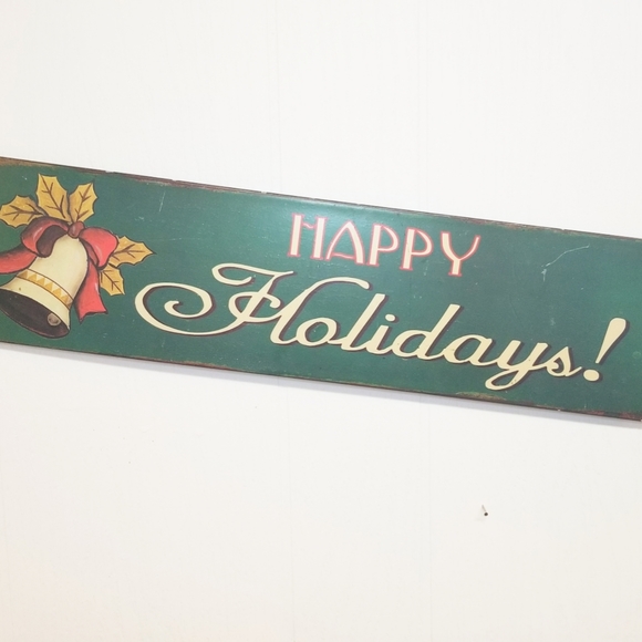 Vintage Happy Holidays tin sign - Picture 4 of 4